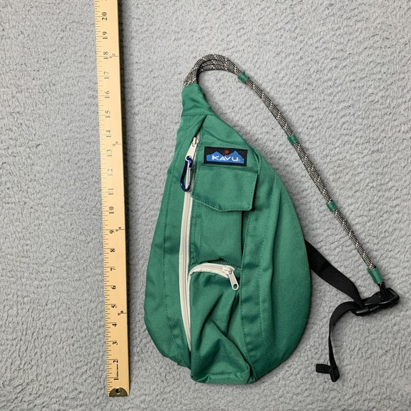 Kavu Rope Sling Crossbody Bag In Green 14" 4 Pockets - Picture 2 of 8